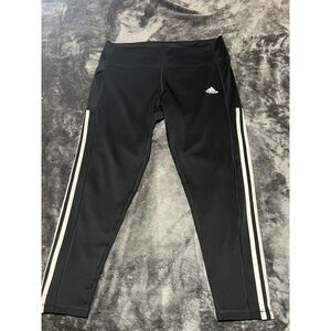 Adidas Aeroready Womens High Rise 3 Stripe 7/8 Leggings with Pocket XXL Black